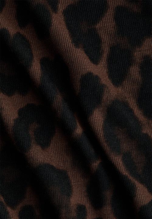 H&M - Ribbed pyjamas - dark brown/leopard print