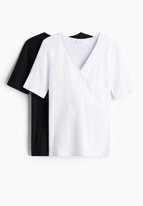 H&M - Mama 2-pack nursing tops - white/black