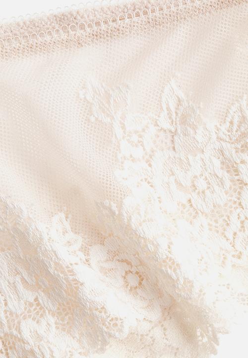 H&M - 2-Pack lace hipster briefs - light beige/white