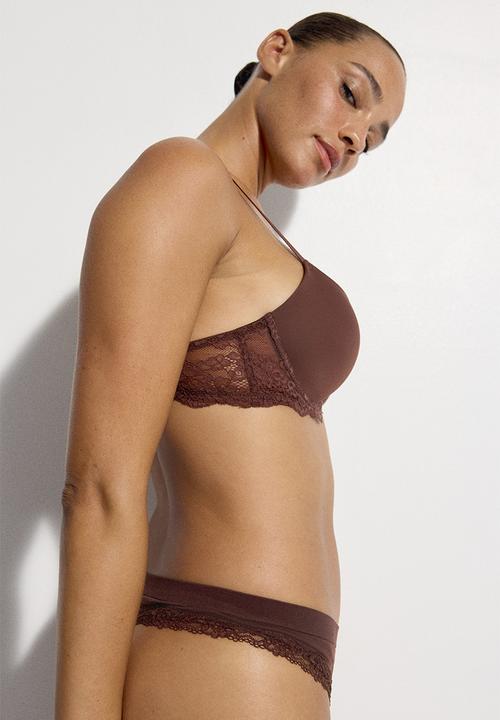 H&M - Microfibre push-up bra - brown