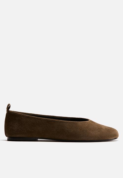 H&M - Suede ballet flats - dark khaki green