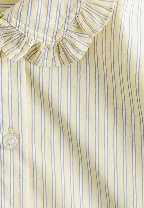 H&M - Frill-trimmed shirt - pale yellow/striped