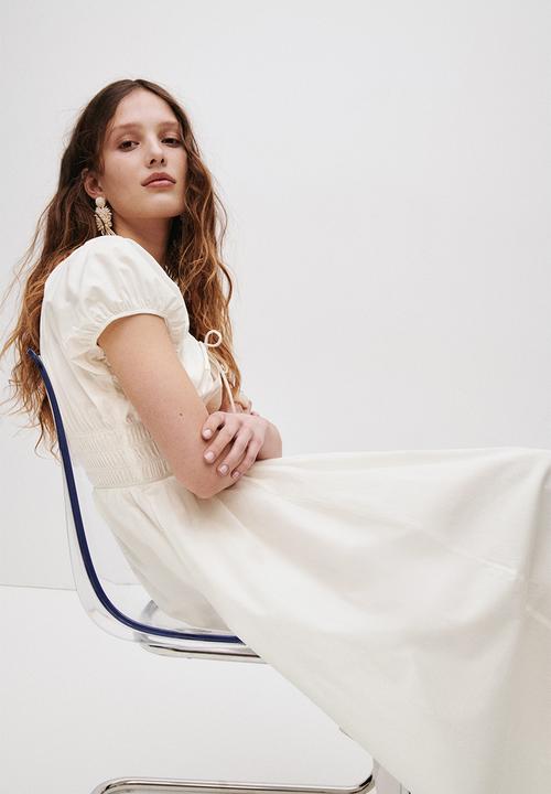 H&M - Smocked-waist dress - white