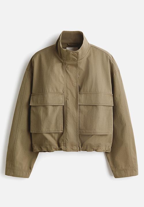 H&M - Oversized utility jacket - dusty khaki green