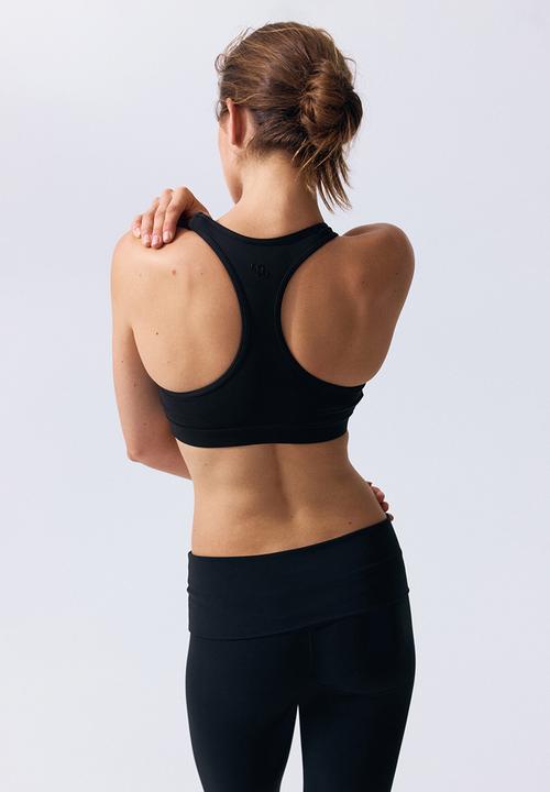 H&M - Fold-over flared sports leggings with lycra® - black