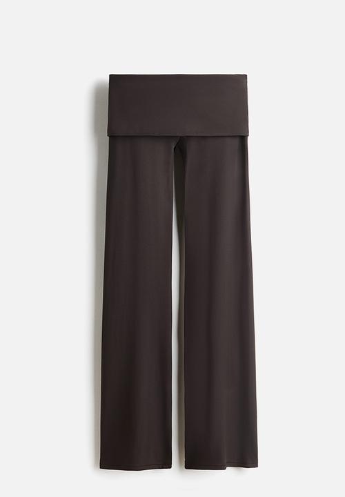 H&M - Fold-over flared sports leggings with lycra® - coffee bean brown