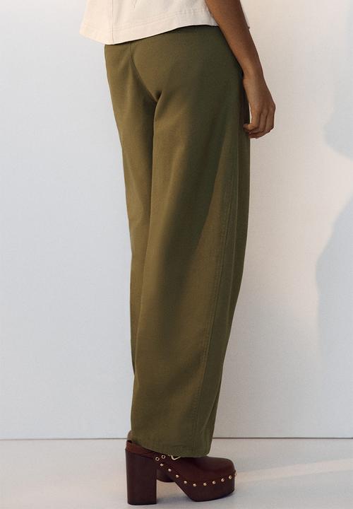 H&M - Barrel-leg cargo trousers - khaki green