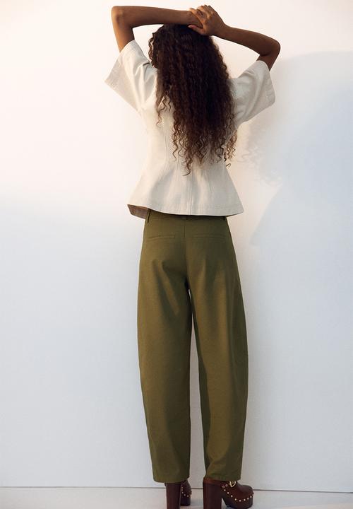 H&M - Barrel-leg cargo trousers - khaki green