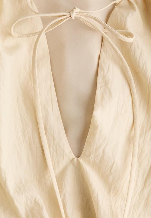 H&M - Crinkled balloon blouse - light beige