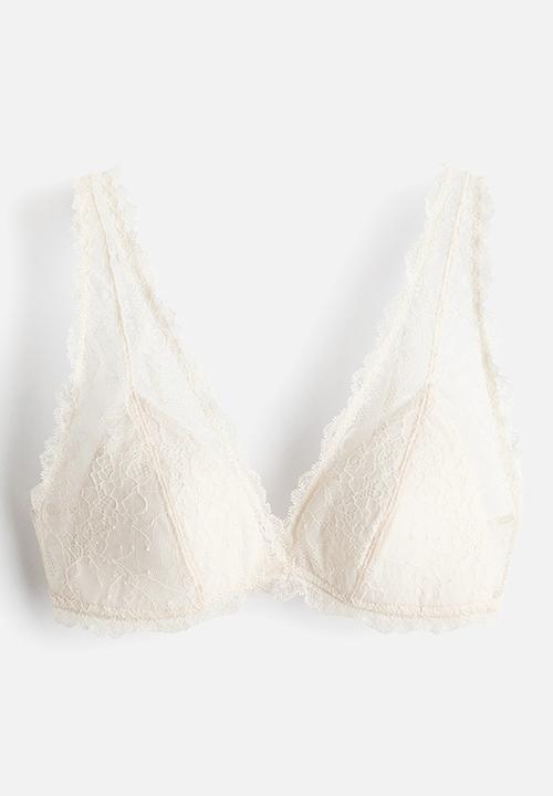 H&M - Padded soft lace bra - cream