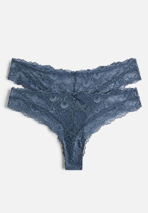 H&M - 2-pack lace brazilian briefs - dark blue