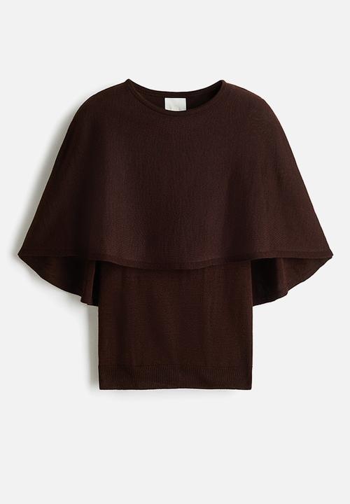 H&M - Fine-knit cape top - dark brown