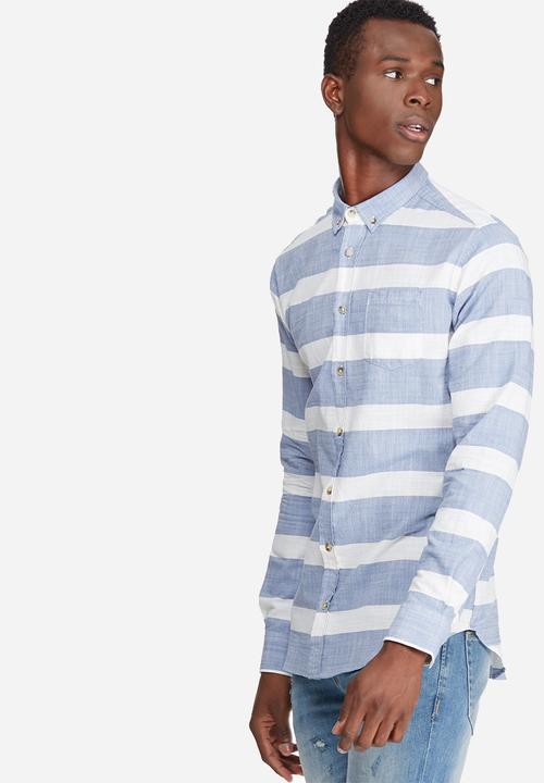 basicthread - Stripe oxford slim fit shirt