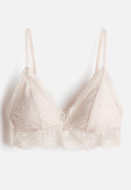 H&M - Padded soft lace bra - pale beige