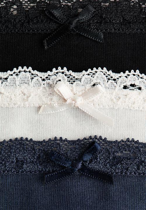 H&M - 3-pack cotton tanga thong briefs - black/cream/navy blue