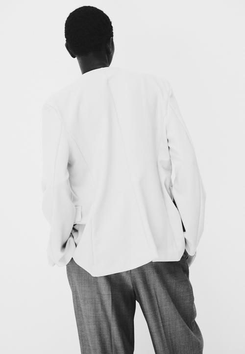 H&M - Collarless jersey blazer - beige