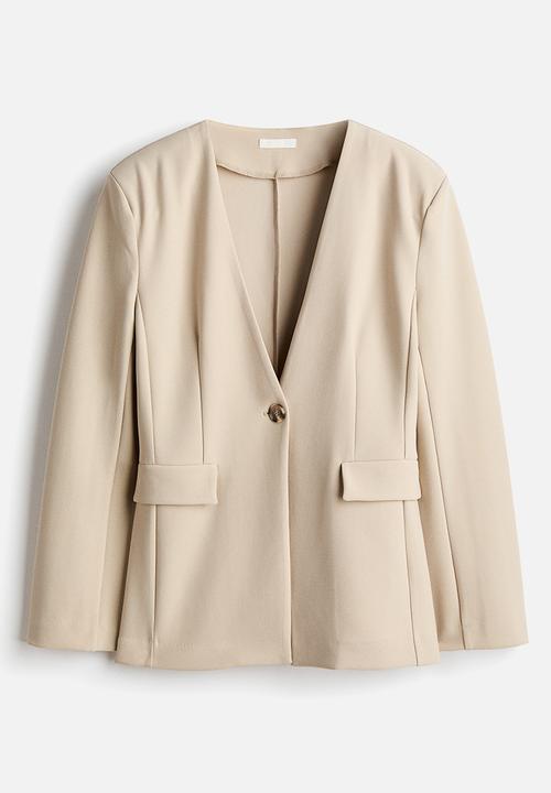 H&M - Collarless jersey blazer - beige