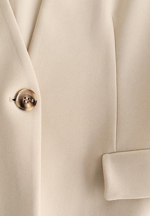 H&M - Collarless jersey blazer - beige