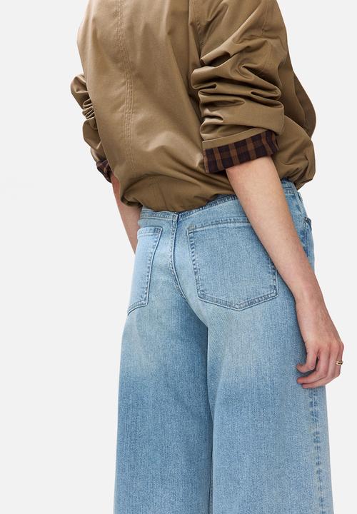 H&M - Wide high waist ankle jeans - light denim blue