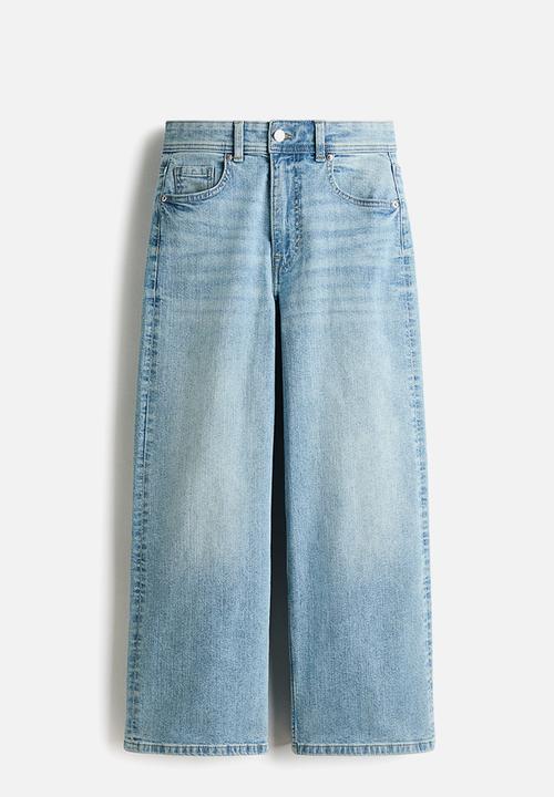 H&M - Wide high waist ankle jeans - light denim blue