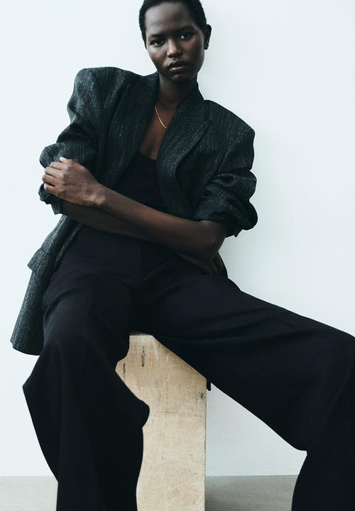 H&M - Wide tailored trousers - black
