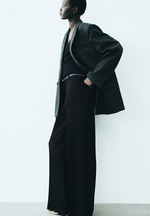 H&M - Wide tailored trousers - black