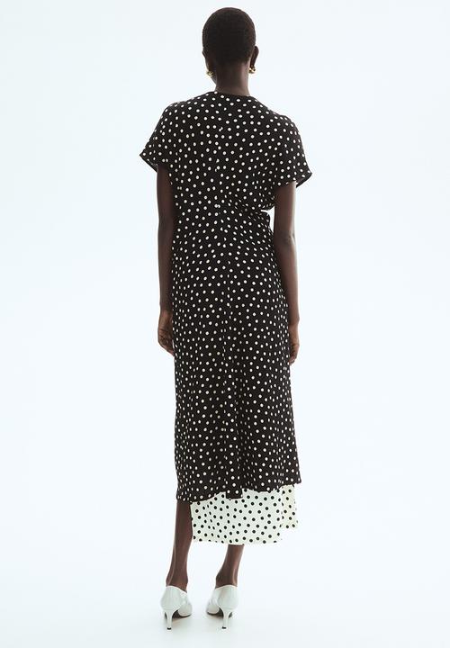 H&M - Textured jersey dress - black/polka dot