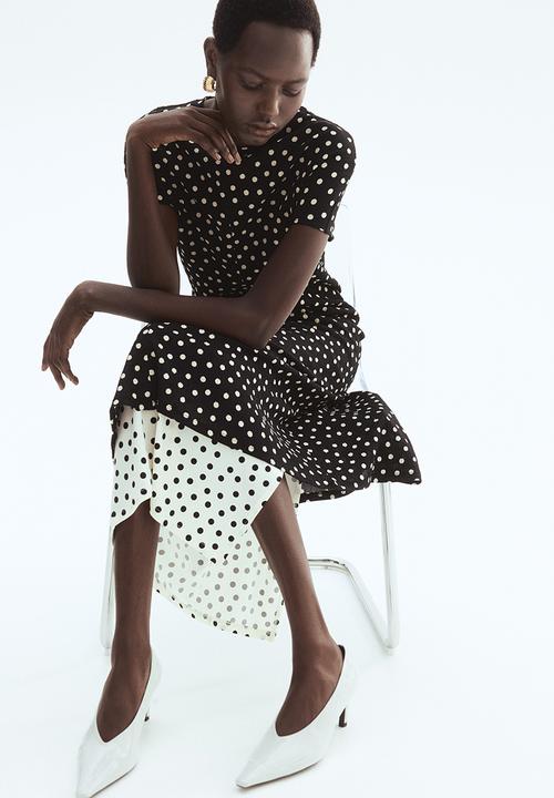 H&M - Textured jersey dress - black/polka dot