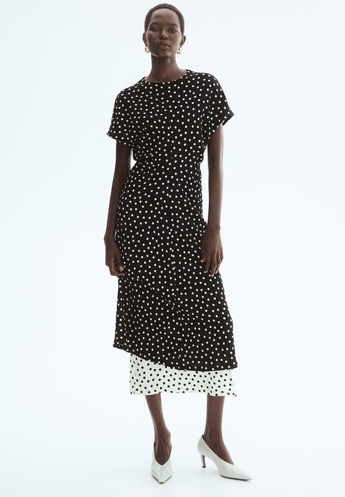 H&M - Textured jersey dress - black/polka dot