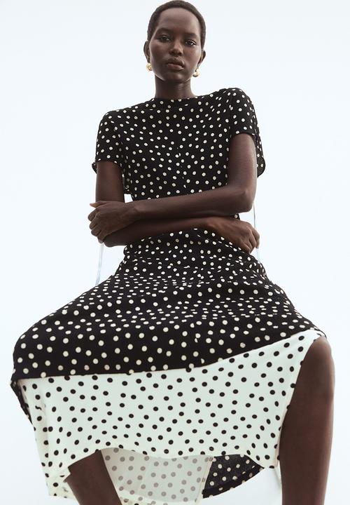 H&M - Textured jersey dress - black/polka dot