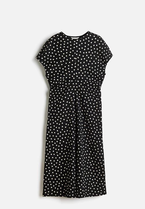H&M - Textured jersey dress - black/polka dot