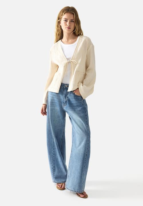 H&M - Tie-front muslin jacket - light beige