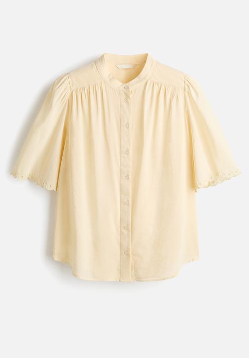 H&M - Cotton-blend blouse - pale yellow