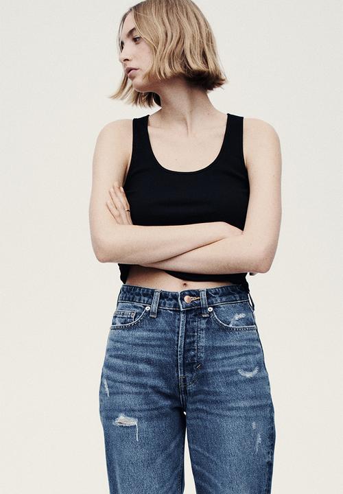 H&M - Straight high waist ankle jeans - denim blue