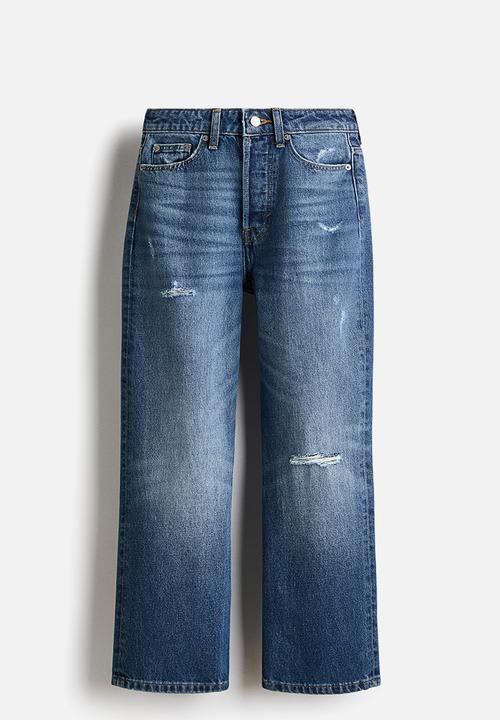 H&M - Straight high waist ankle jeans - denim blue