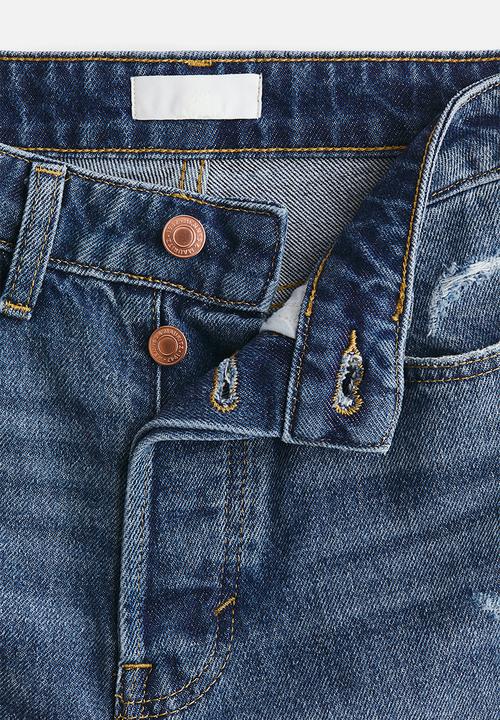 H&M - Straight high waist ankle jeans - denim blue