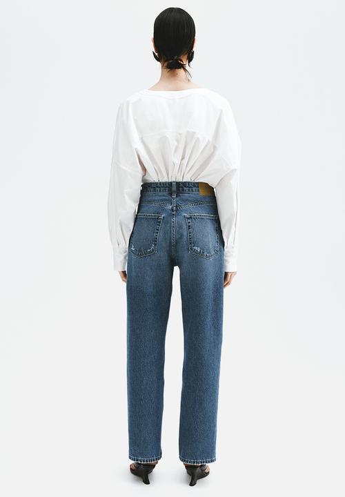 H&M - Straight high waist ankle jeans - denim blue