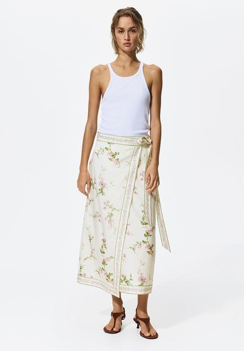 H&M - Lyocell-blend wrap skirt - white/floral
