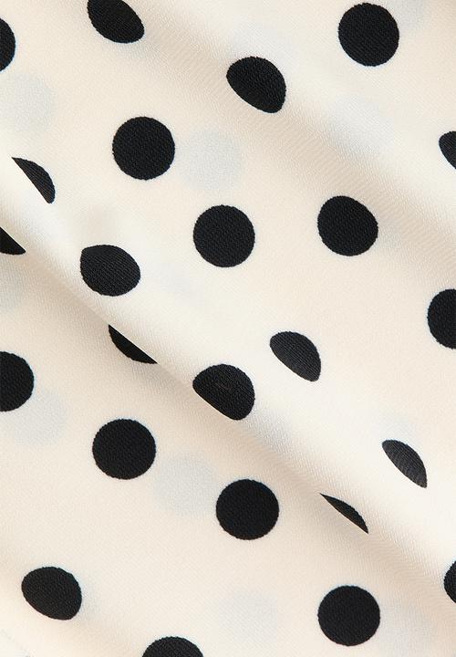 H&M - Draped midi skirt - cream/polka dot