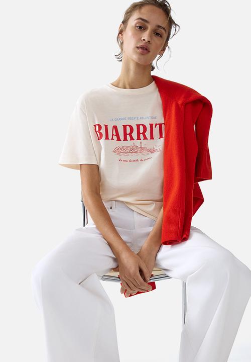 H&M - Printed t-shirt - cream/biarritz
