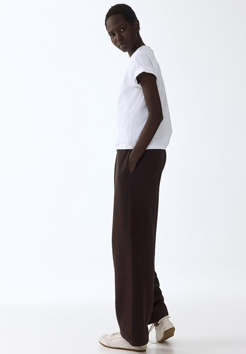 H&M - Wide interlock joggers - dark brown