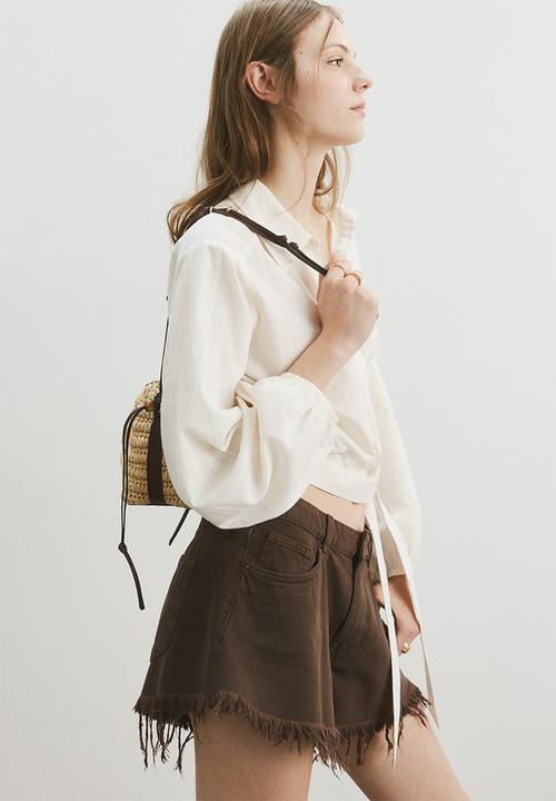 H&M - Frayed denim shorts - brown