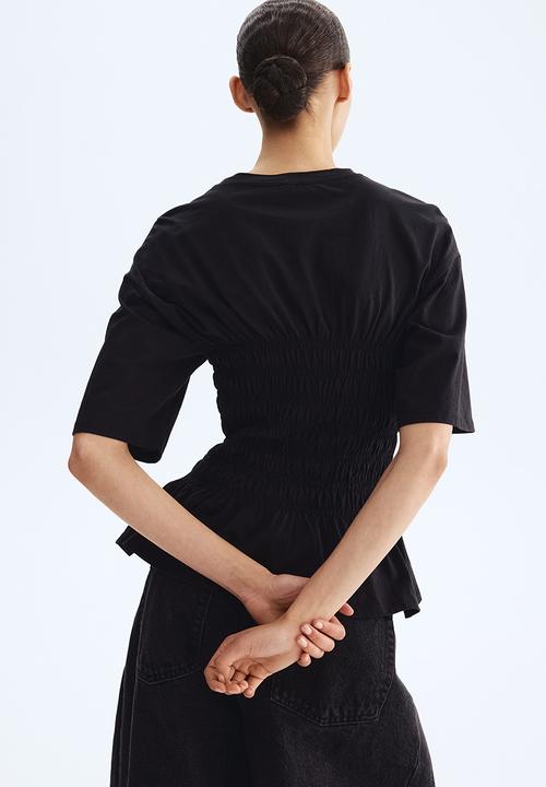 H&M - Smocked t-shirt - black