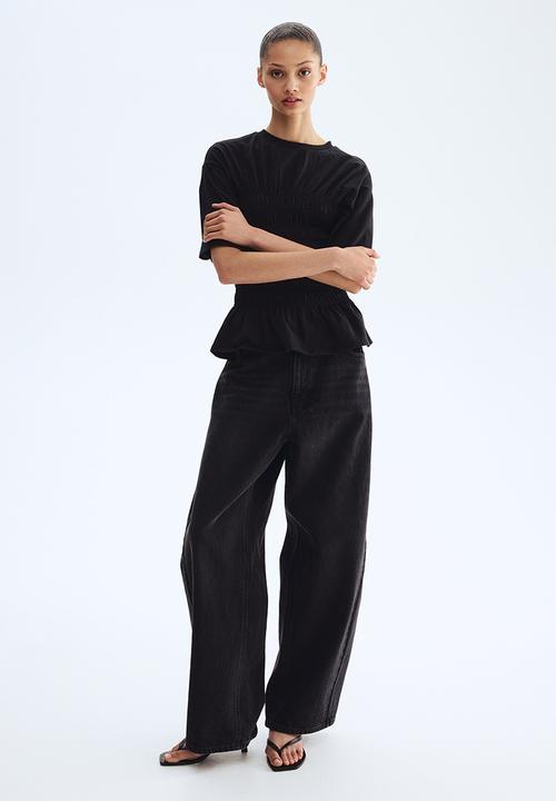H&M - Smocked t-shirt - black