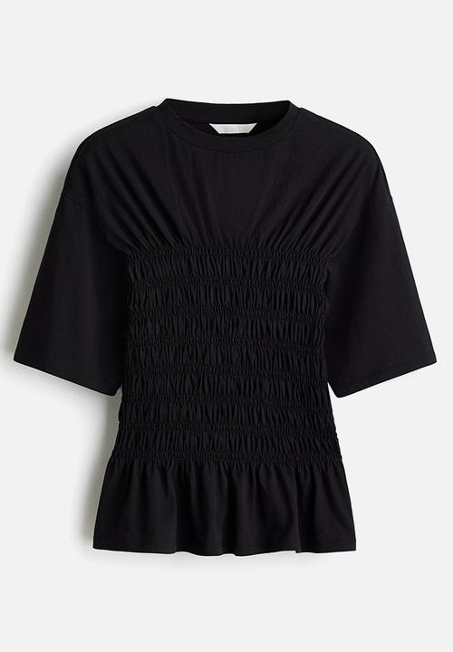 H&M - Smocked t-shirt - black