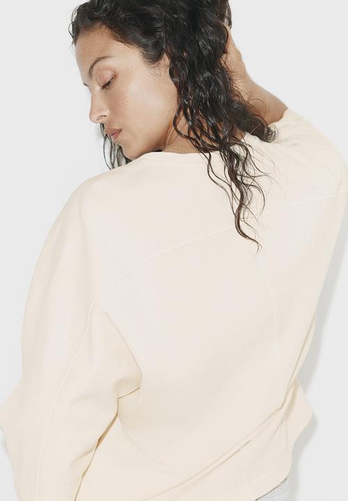 H&M - Short-sleeved cotton sweatshirt - light beige
