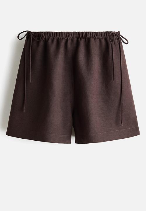 H&M - Drawstring-detail linen-blend shorts - dark brown