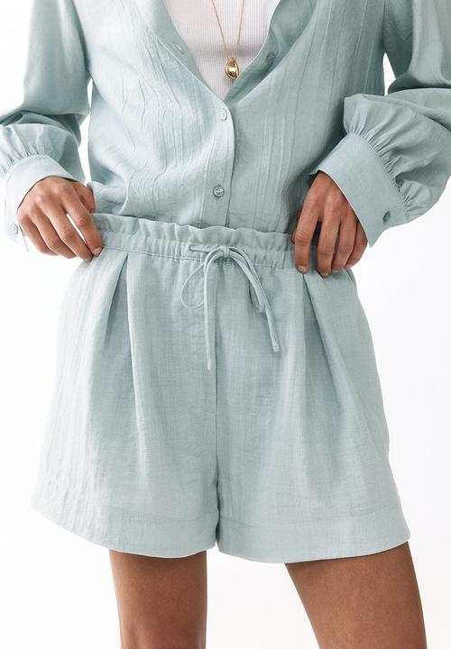 H&M - Drawstring shorts - light dusty turquoise