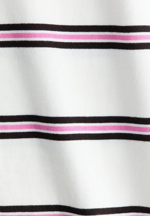 H&M - Oversized cotton t-shirt - white/pink striped