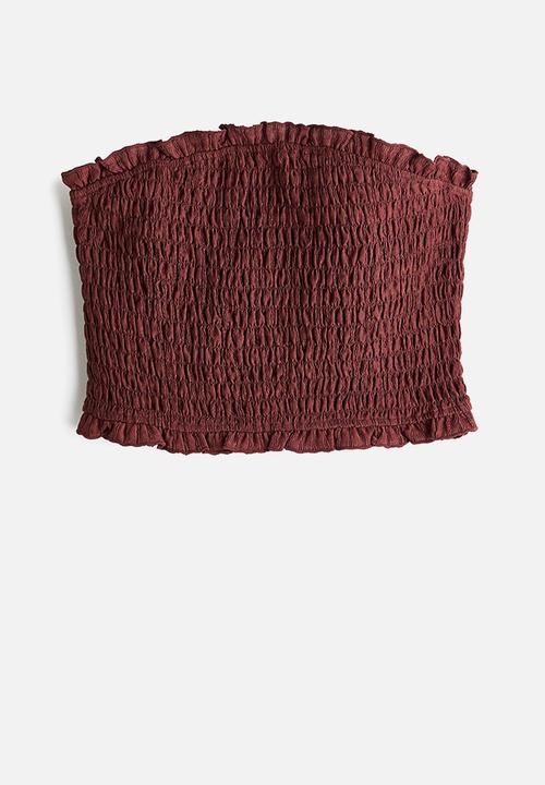 H&M - Smocked beach tube top - rust brown